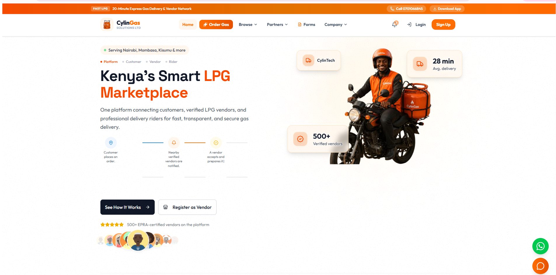 CylinGas website on a desktop