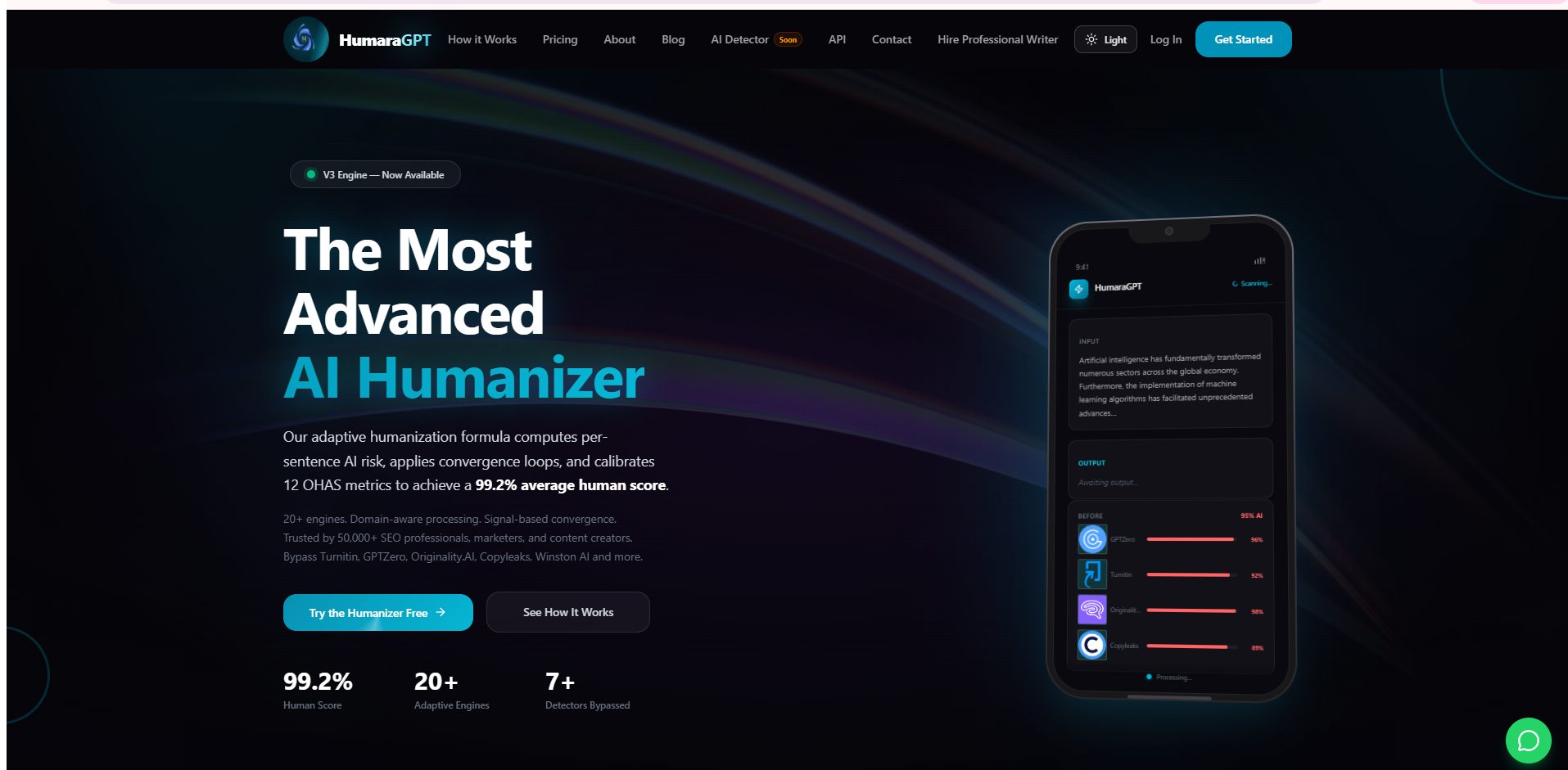 HumaraGPT website on a desktop