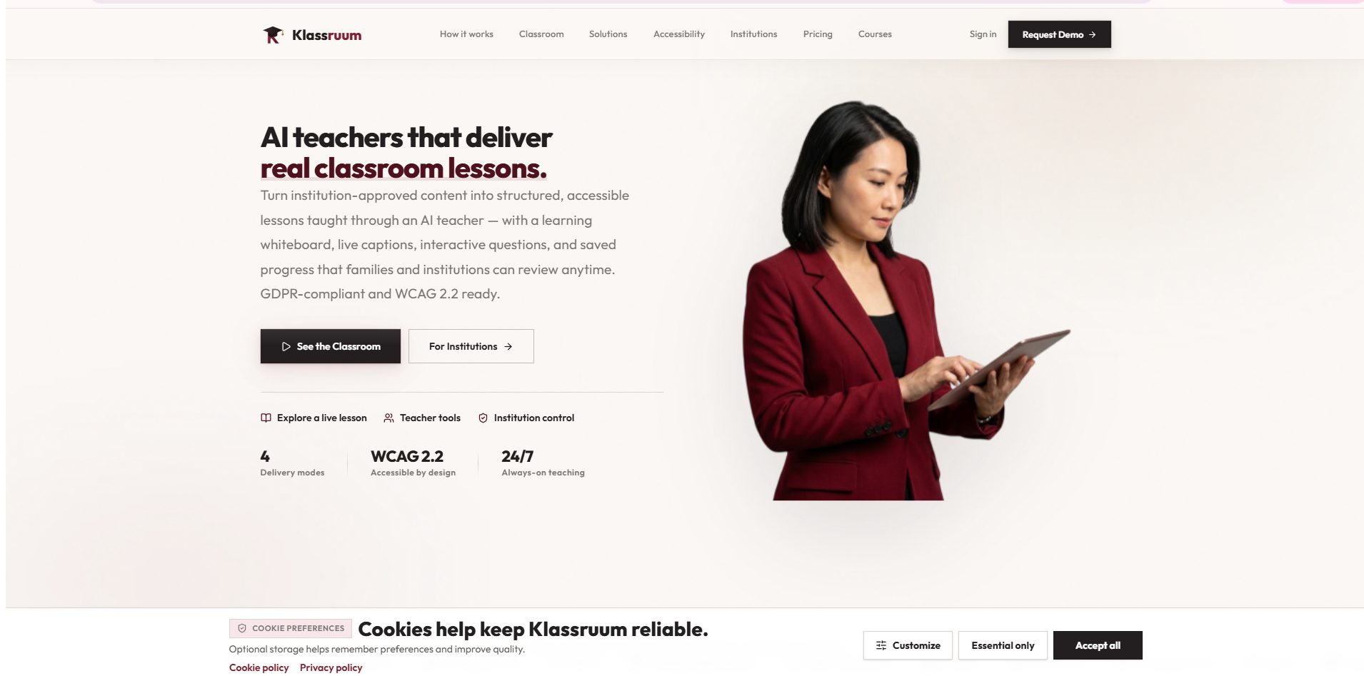Klassruum website on a desktop