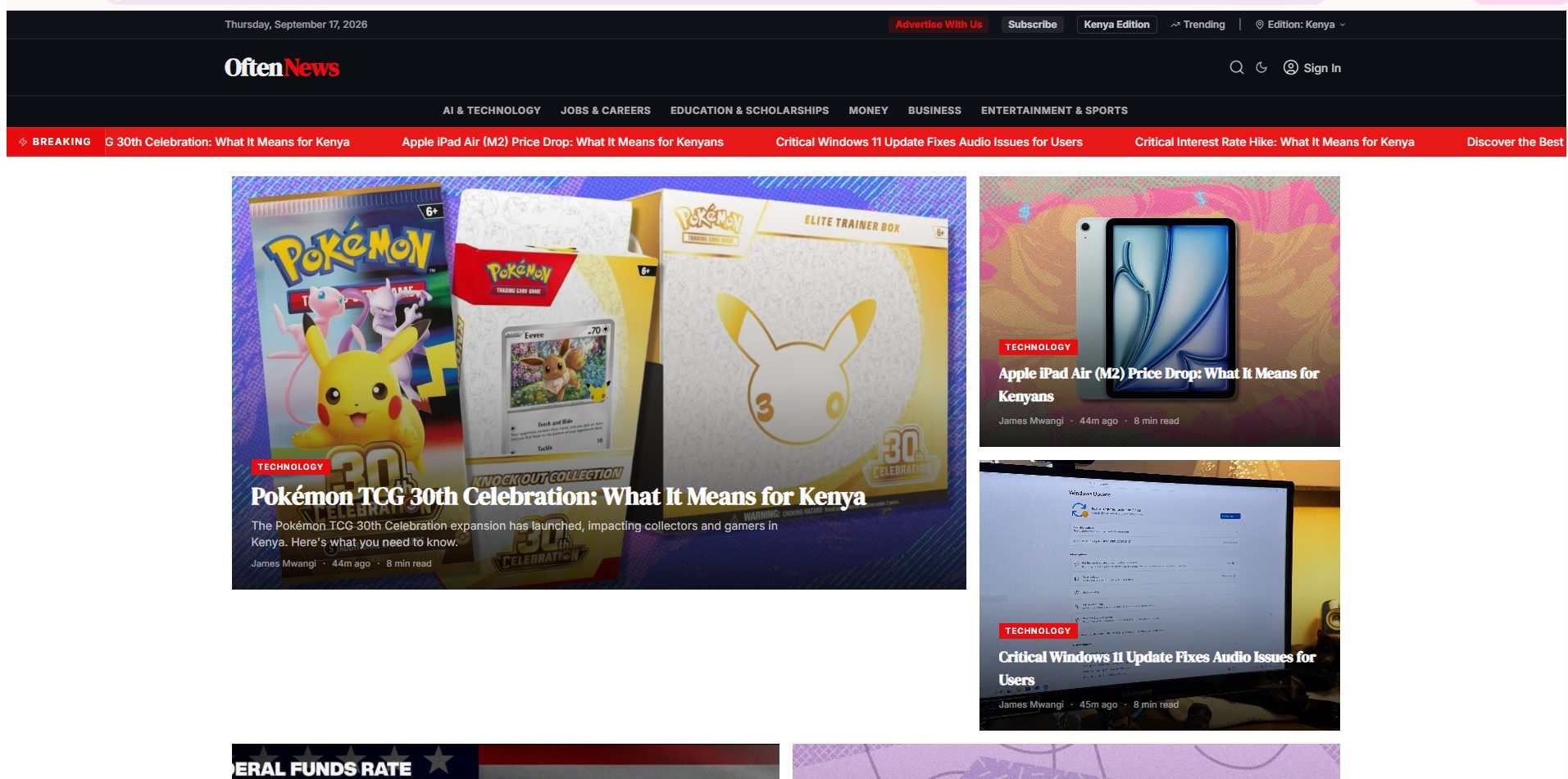OftenNews website on a desktop